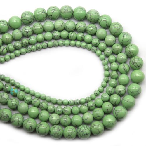 Dyed Natural Turquoise Beads, Round, polished, DIY green [
