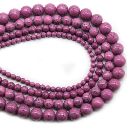 Dyed Natural Turquoise Beads, Round, polished, DIY purple 