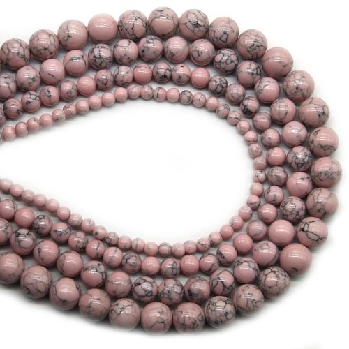 Dyed Natural Turquoise Beads, Round, polished, DIY light pink 