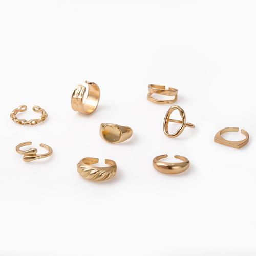 Zinc Alloy Ring Set, plated, nine pieces & for woman & hollow 