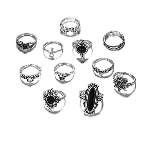 Zinc Alloy Ring Set, with Resin, plated, eleven pieces & for woman & with rhinestone 