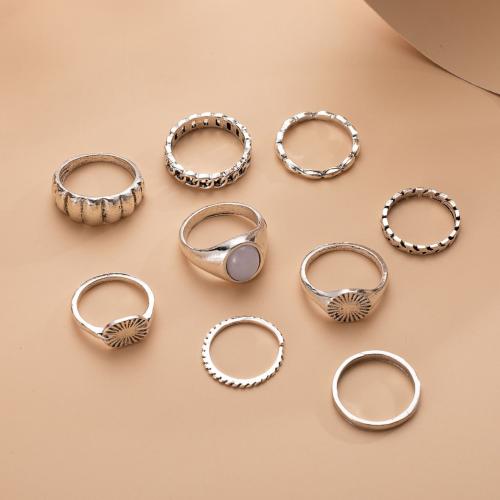 Zinc Alloy Ring Set, with Resin, plated, nine pieces & for woman 