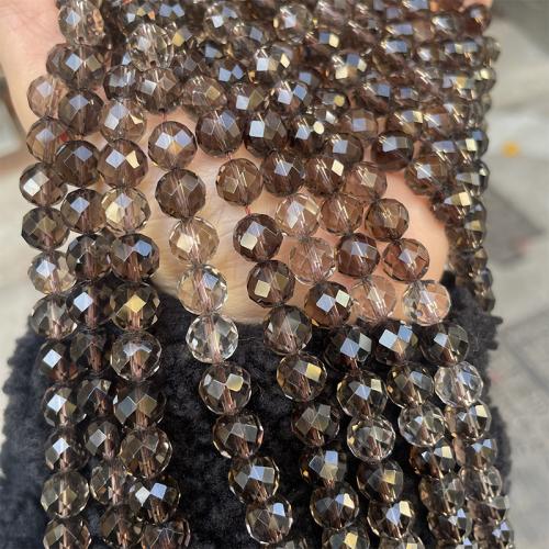 Natural Smoky Quartz Beads, Round, fashion jewelry & DIY & faceted, tan Approx 38 cm 