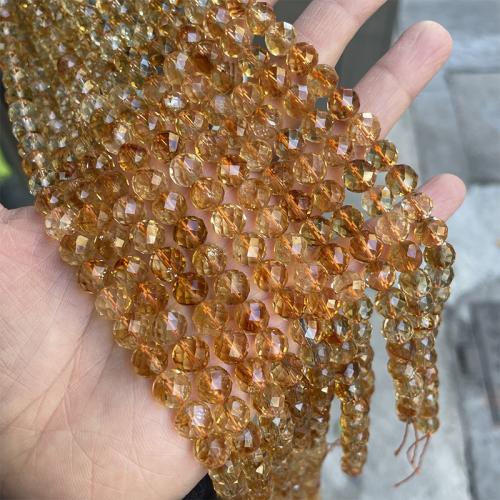 Citrin Naturperlen, Gelbquarz Perlen, rund, Modeschmuck & DIY & verschiedene Größen vorhanden & facettierte, gelb, Länge:ca. 38 cm, verkauft von Strang