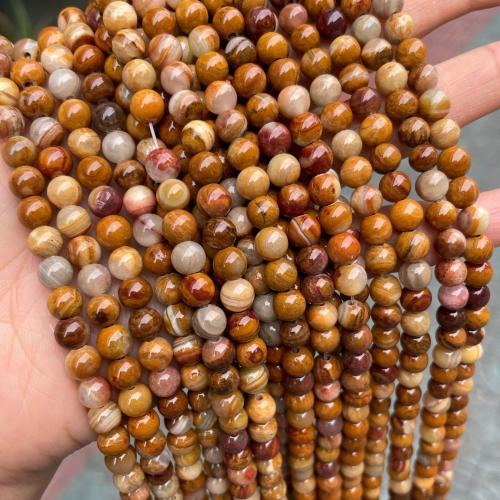 Holzmaserung Stein Perlen, Grain Stein, rund, Modeschmuck & DIY & verschiedene Größen vorhanden, gemischte Farben, Länge:ca. 38 cm, verkauft von Strang