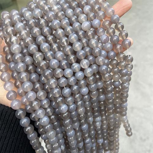 Natürliche graue Achat Perlen, Grauer Achat, rund, Modeschmuck & DIY & verschiedene Größen vorhanden, grau, Länge:ca. 38 cm, verkauft von Strang