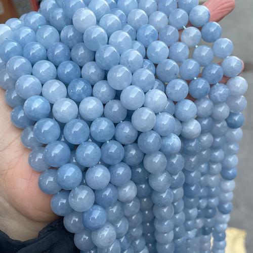 Gemischte Edelstein Perlen, Naturstein, rund, Einbrennlack, Modeschmuck & DIY & verschiedene Größen vorhanden, seeblau, Länge:ca. 38 cm, verkauft von Strang