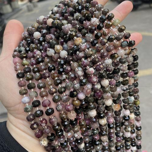 Natürlicher Turmalin Perlen, Rondell, Modeschmuck & DIY & facettierte, gemischte Farben, 8x6mm, ca. 47PCs/Strang, verkauft von Strang