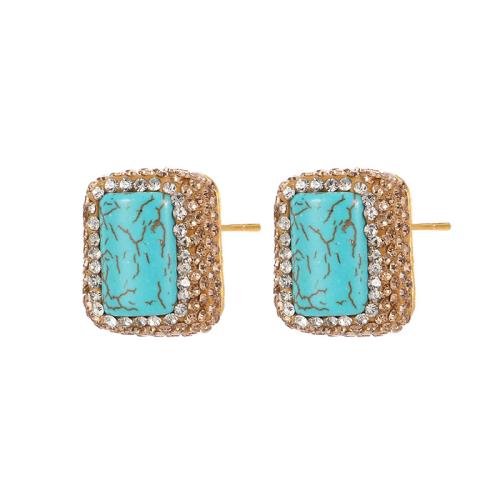 Cubic Zirconia Micro Pave Brass Earring, with Natural Stone, fashion jewelry  & micro pave cubic zirconia & for woman 