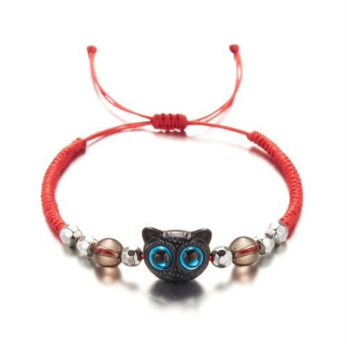 Bracelets résine, Cordon de noeud, avec résine, chat, fait à la main, bijoux de mode & réglable & pour femme, plus de couleurs à choisir Environ 16-26 cm, Vendu par PC