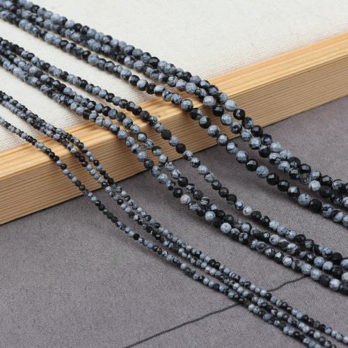 Schneeflocke Obsidian Perlen, rund, DIY & verschiedene Größen vorhanden, gemischte Farben, verkauft von Strang