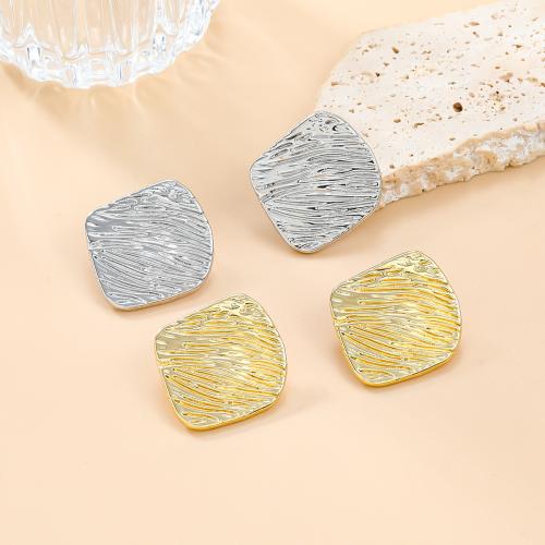 Zinc Alloy Stud Earring, Square, plated, fashion jewelry & for woman 
