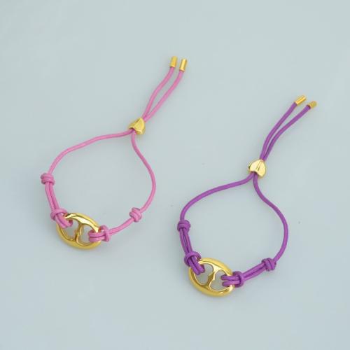 Bracelets en laiton, avec cordon de polyester, Placage, pour femme, plus de couleurs à choisir Environ 14 cm, Vendu par PC
