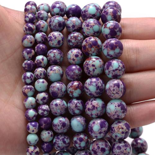 Perles de pierre gemme mixte, Jaspe d'impression, Rond, bijoux de mode & DIY & normes différentes pour le choix, couleurs mélangées Environ 38 cm, Vendu par brin