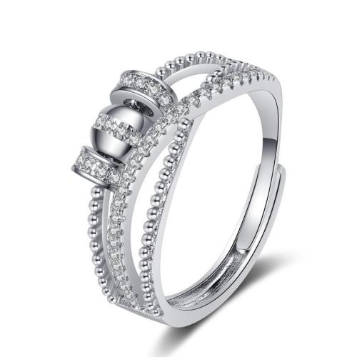 Zircon pavent l'anneau en laiton de doigt, bijoux de mode & styles différents pour le choix & pavé de micro zircon & pour femme Vendu par PC
