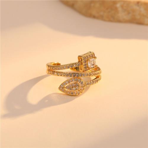 Zircon pavent l'anneau en laiton de doigt, bijoux de mode & styles différents pour le choix & pavé de micro zircon & pour femme, Vendu par PC