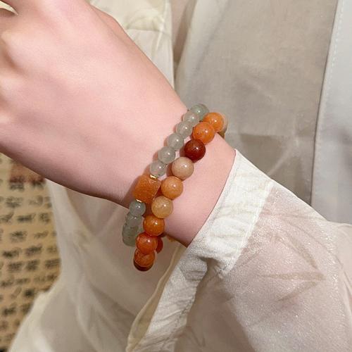 Bracelets en laiton, avec Briquet Imperial Jade, Placage, bijoux de mode, couleurs mélangées .5 cm, Vendu par PC