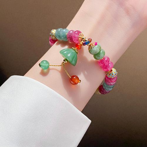 Bracelets en laiton, avec tourmaline, Placage, bijoux de mode, couleurs mélangées .7 cm, Vendu par PC