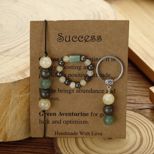 Fashion Stainless Steel Jewelry Sets, Golden Pyrite, with Green Aventurine & 304 Stainless Steel, handmade, fashion jewelry & Unisex 