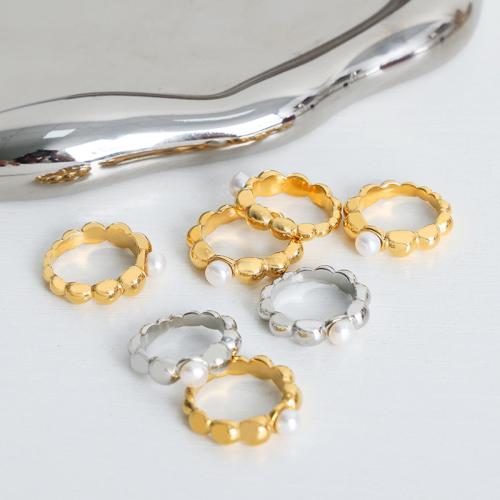 Kultivierten Süßwasser Perle Ring, Titanstahl, mit Natürliche kultivierte Süßwasserperlen, Modeschmuck & verschiedene Größen vorhanden & für Frau, keine, verkauft von PC