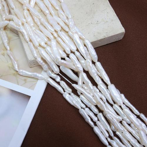 Biwa Cultured Freshwater Pearl Beads, fashion jewelry & DIY, white, Length about 5-6mm Approx 38 cm 