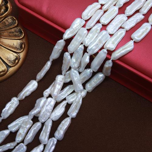 Biwa Cultured Freshwater Pearl Beads, fashion jewelry & DIY, white, Length about 6-7mm Approx 38 cm 