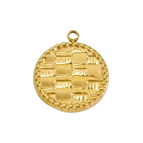 Stainless Steel Pendants, 304 Stainless Steel, Flat Round, Vacuum Ion Plating, DIY, golden 