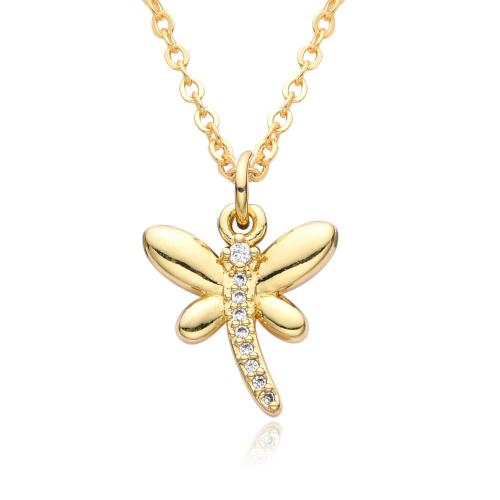 Cubic Zircon Micro Pave Brass Necklace, gold color plated & micro pave cubic zirconia 