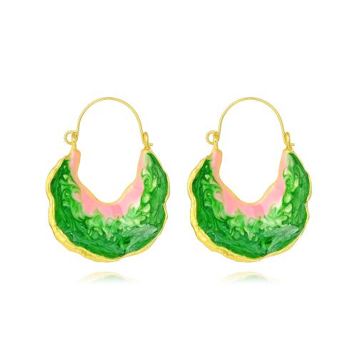 Enamel Zinc Alloy Drop Earring, plated, fashion jewelry, green 