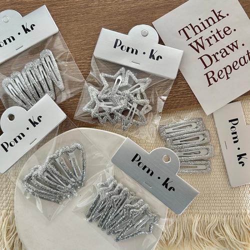 Hair Snap Clips, Zinc Alloy, stoving varnish, Girl & hollow, silver color 