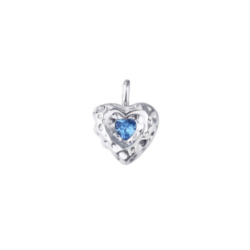 Cubic Zirconia Micro Pave Sterling Silver Pendant, 925 Sterling Silver, Heart, DIY & micro pave cubic zirconia 