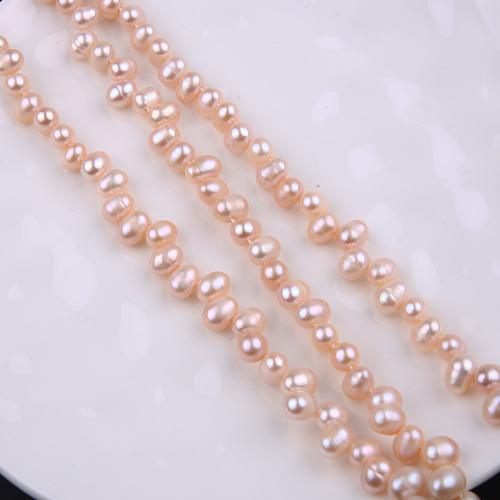 Potato Cultured Freshwater Pearl Beads, fashion jewelry & DIY, pink, Length about 6-7mm Approx 38 cm 