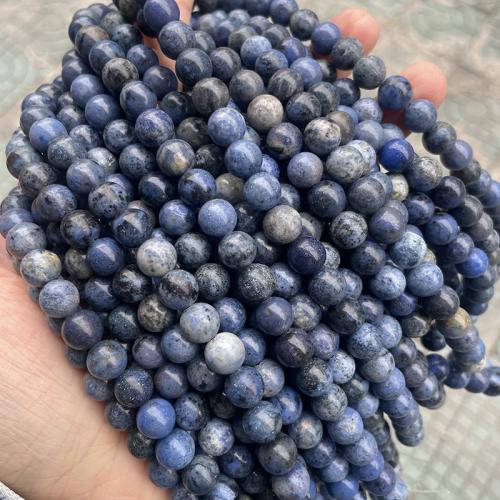 Single Gemstone Beads, Natural Stone, Round, fashion jewelry & DIY blue Approx 38 cm 