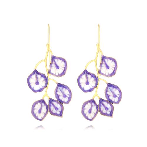 Enamel Zinc Alloy Drop Earring, plated, fashion jewelry, purple 