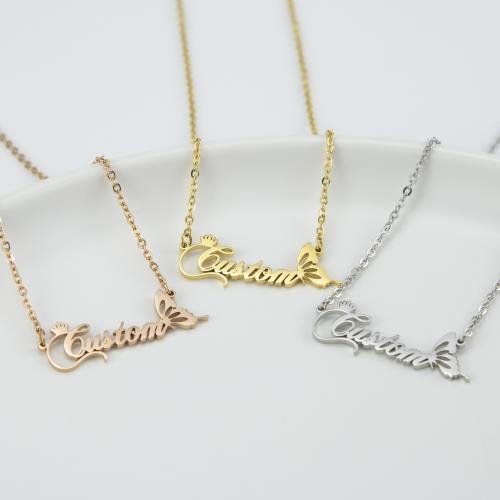 304 Stainless Steel Necklace, with 5CM extender chain, Alphabet Letter, plated, Customized & for woman cm 