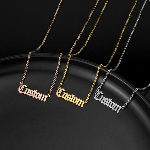 304 Stainless Steel Necklace, with 5CM extender chain, Alphabet Letter, plated, Customized & for woman cm 