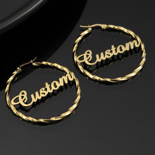 304 Stainless Steel Hoop Earring, Round, plated & Customized & for woman 