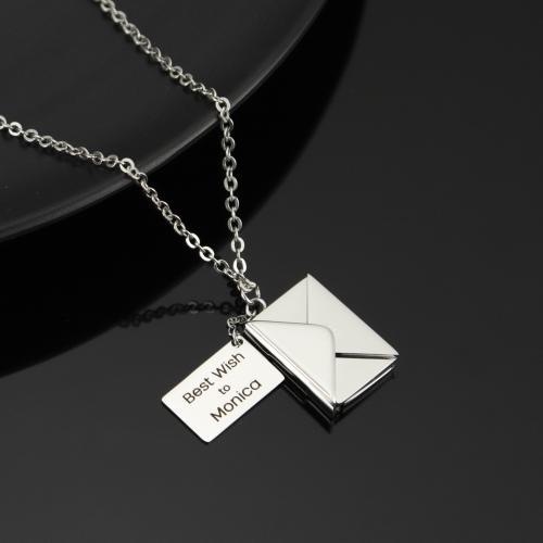 304 Stainless Steel Necklace, with 5CM extender chain, Envelope, plated, Customized & for woman Inch 