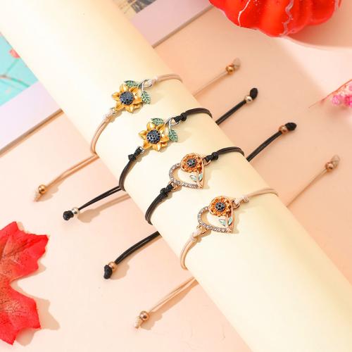 Enamel Zinc Alloy Bracelets, with Wax Cord & Copper Coated Plastic & for woman & with rhinestone Approx 16-28 cm 