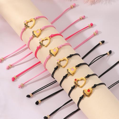 Fashion Create Wax Cord Bracelets, 304 Stainless Steel, with Wax Cord, 2 pieces & for woman & enamel Approx 12-28 cm [