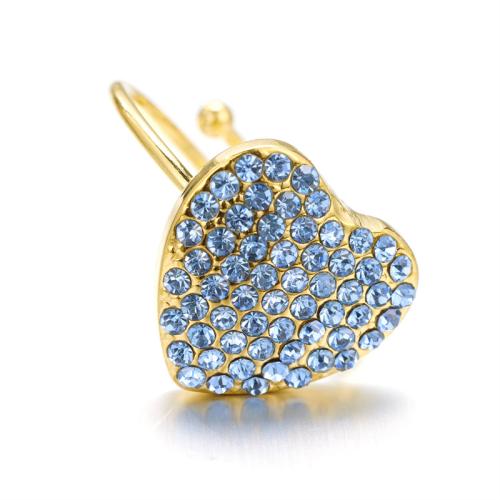 304 Stainless Steel Cuff Finger Ring, Heart, gold color plated, micro pave cubic zirconia & for woman 