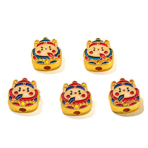 Zinc Alloy Spacer Beads, with Resin, gold color plated, DIY & enamel 