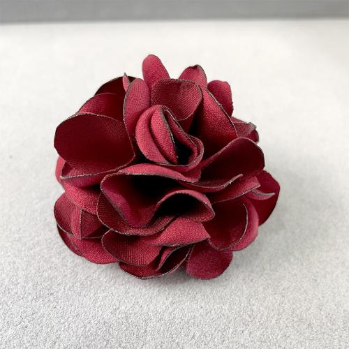Cloth Brooch, with Zinc Alloy, Rose, handmade, for woman 58mm 