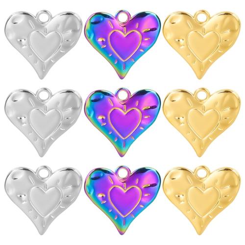 pendentifs de cœur en inox , Acier inoxydable 304, coeur, Placage ionique sous vide, bijoux de mode & unisexe & styles différents pour le choix, plus de couleurs à choisir Environ 50 cm, Vendu par PC