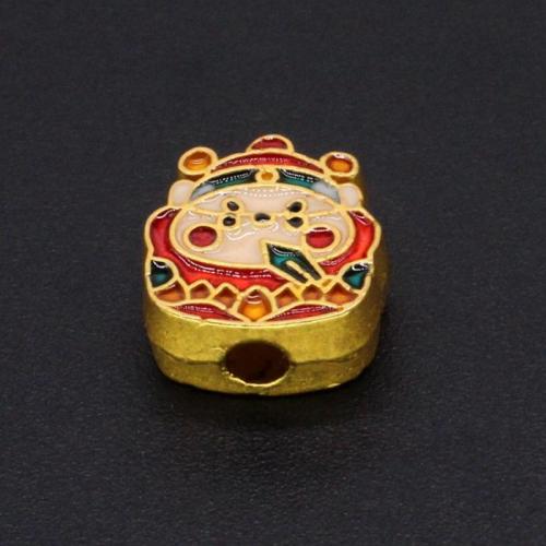 Enamel Zinc Alloy Beads, God of Wealth, gold color plated, DIY, red [
