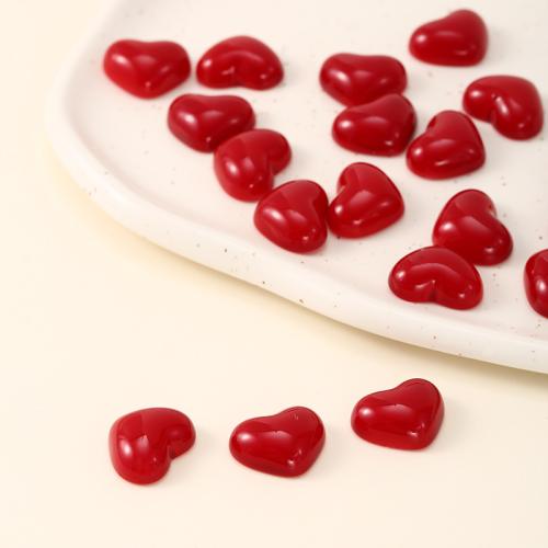 Mobile Phone DIY Decoration, Resin, Heart, red, 12mm 