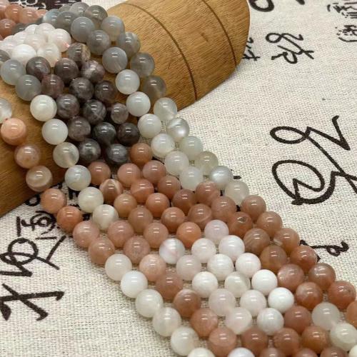 Single Gemstone Beads, Natural Stone, Round, polished, fashion jewelry & DIY mixed colors Approx 35-40 cm 