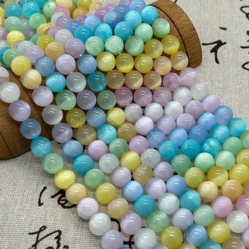 Einzelne Edelstein Perlen, Gipsstein, rund, poliert, Modeschmuck & DIY & verschiedene Größen vorhanden, gemischte Farben, Länge:ca. 35-40 cm, verkauft von Strang