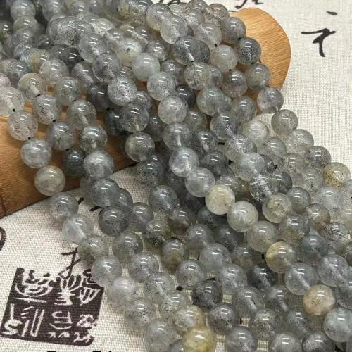 Einzelne Edelstein Perlen, Naturstein, rund, poliert, Modeschmuck & DIY & verschiedene Größen vorhanden, grau, Länge:ca. 35-40 cm, verkauft von Strang
