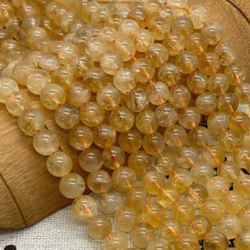 Citrin Naturperlen, Gelbquarz Perlen, rund, poliert, Modeschmuck & DIY & verschiedene Größen vorhanden, gelb, Länge:ca. 35-40 cm, verkauft von Strang